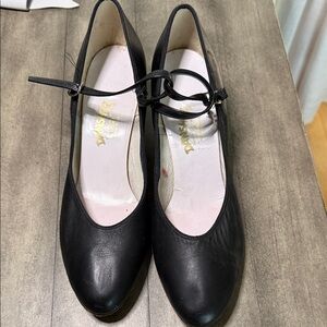 Dansko Black Leather Flats with Ankle Strap